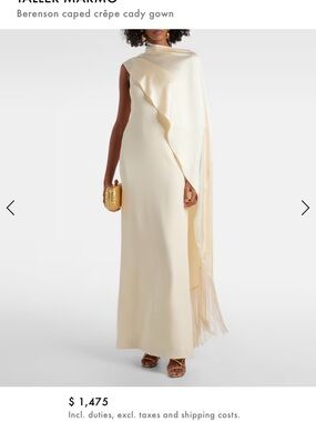 Brand new with tags Taller Marmo Berenson caped crêpe cady gown